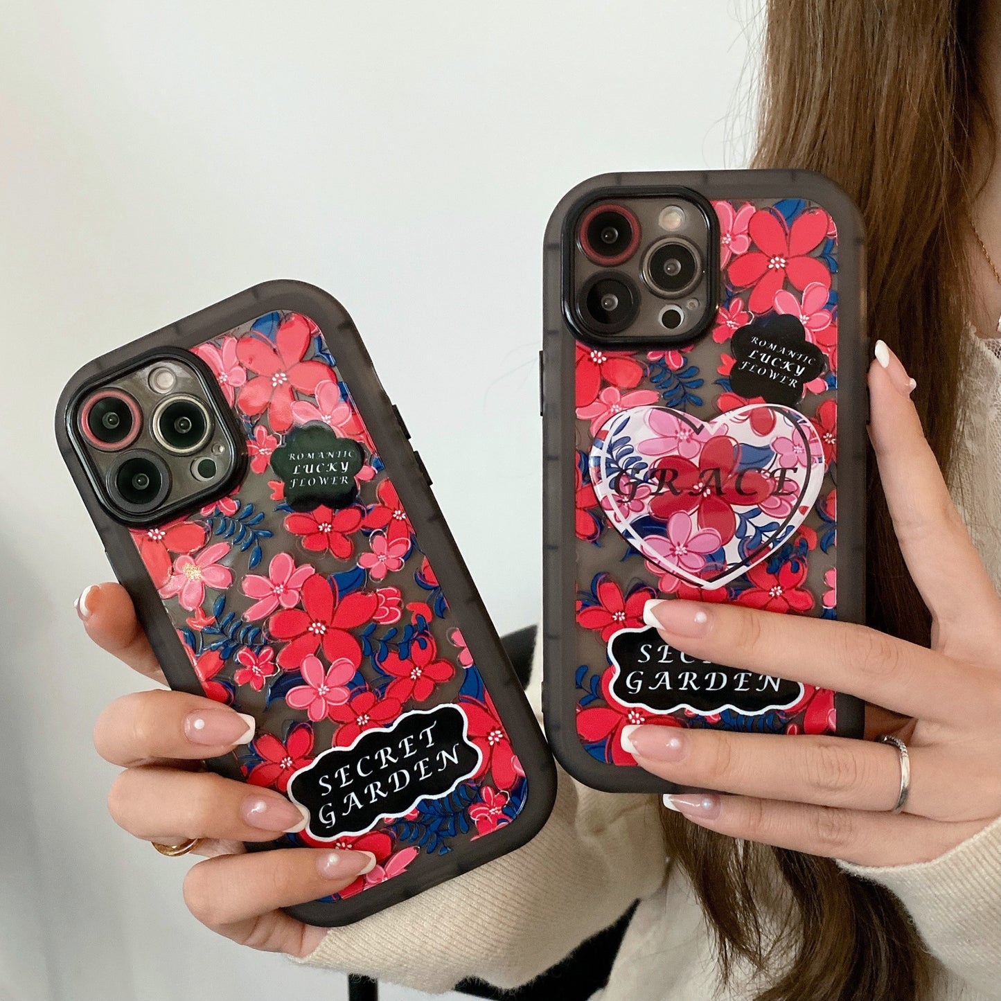 Black And Red Creative Flower Stand Phone Case