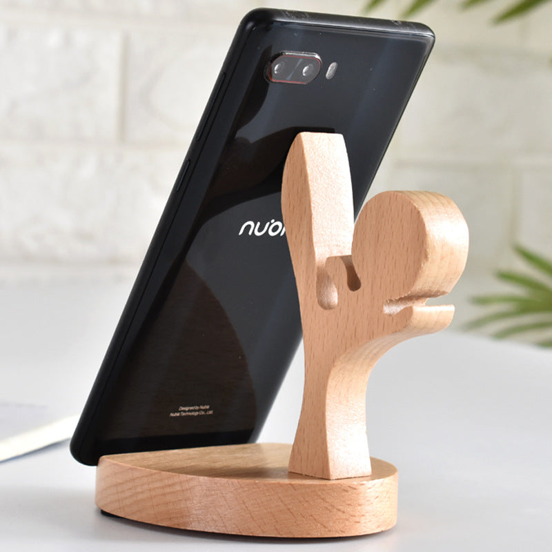 Solid beech mobile phone stand iPad flat stand desktop simplicity
