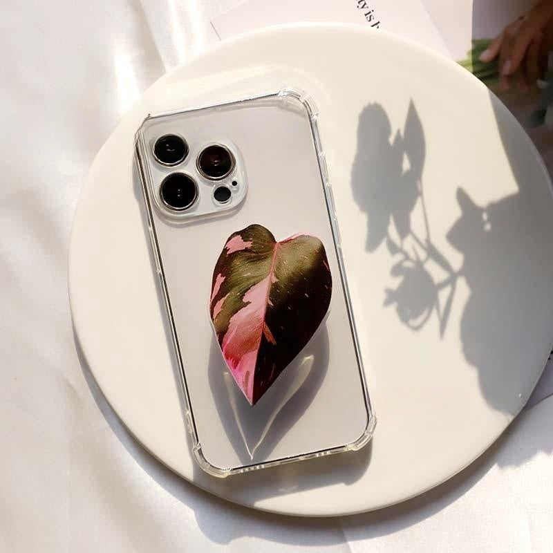 Acrylic Artificial Plant Leaf Airbag Foldable Mobile Phone Holder