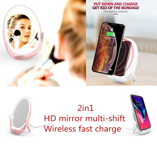 Portable vertical with fill light mirror wireless charger