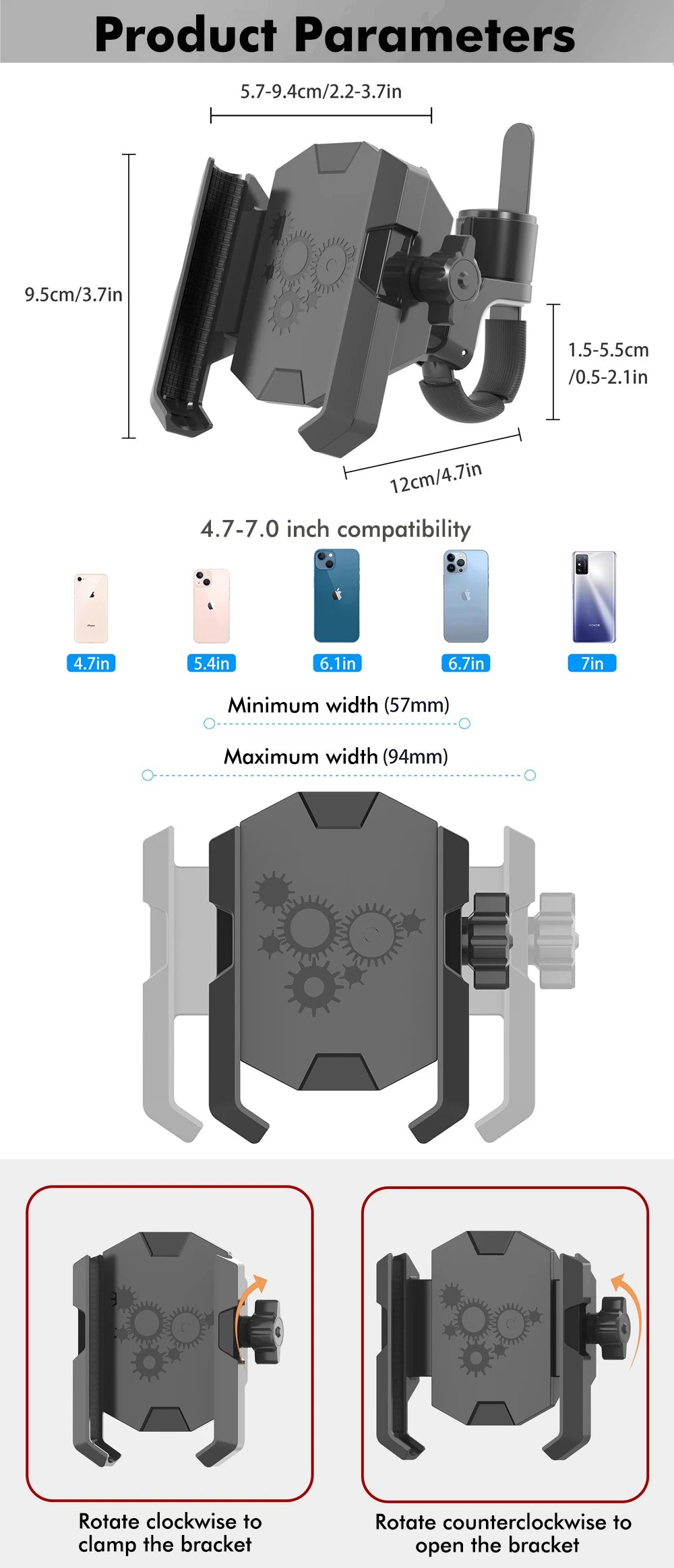 New Universal Cell Phone Clamp for Stroller Phone Holder Mount