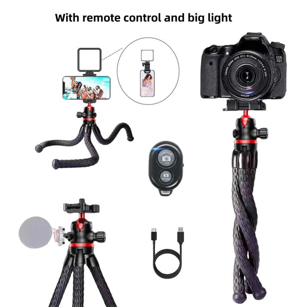 Flexible Octopus Tripod for Phone Camera DSLR 2in1 Design