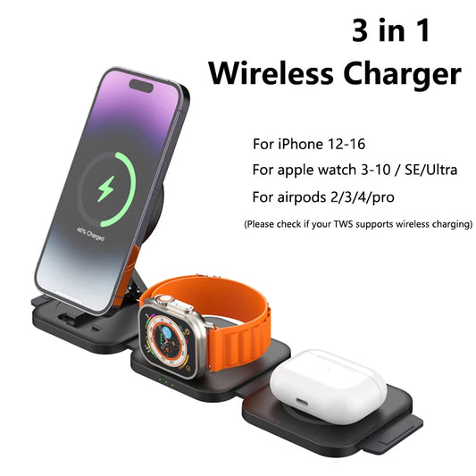 3 in 1 Wireless Charger Magnetic For iPhone Fast Charging