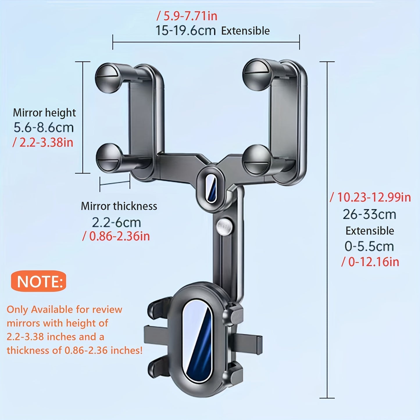 360° Car Rearview Mirror Mobile Phone Holder For Car Rotation