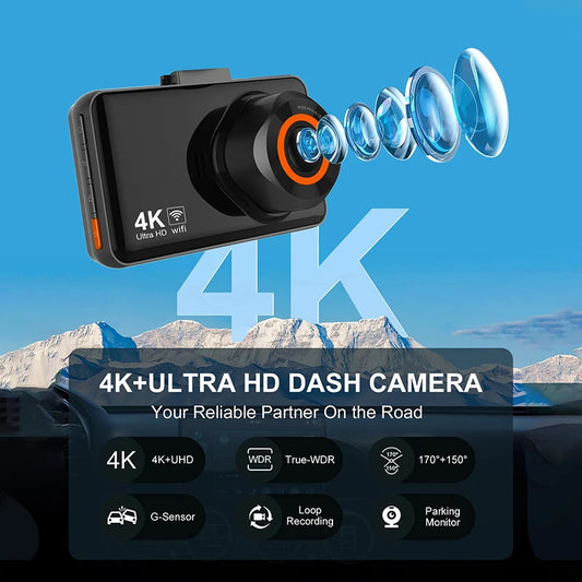 Dash Cam for Cars 4K Front or Rear Camera Car Dvr WIFI Car Camera