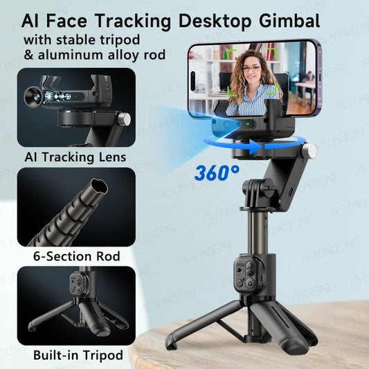 AXNEN AI Desktop Gimbal Tripod Extendable Selfie Stick