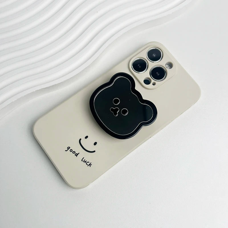 Cute Bear Mirror Magnetic Socket Grip Phone Holder