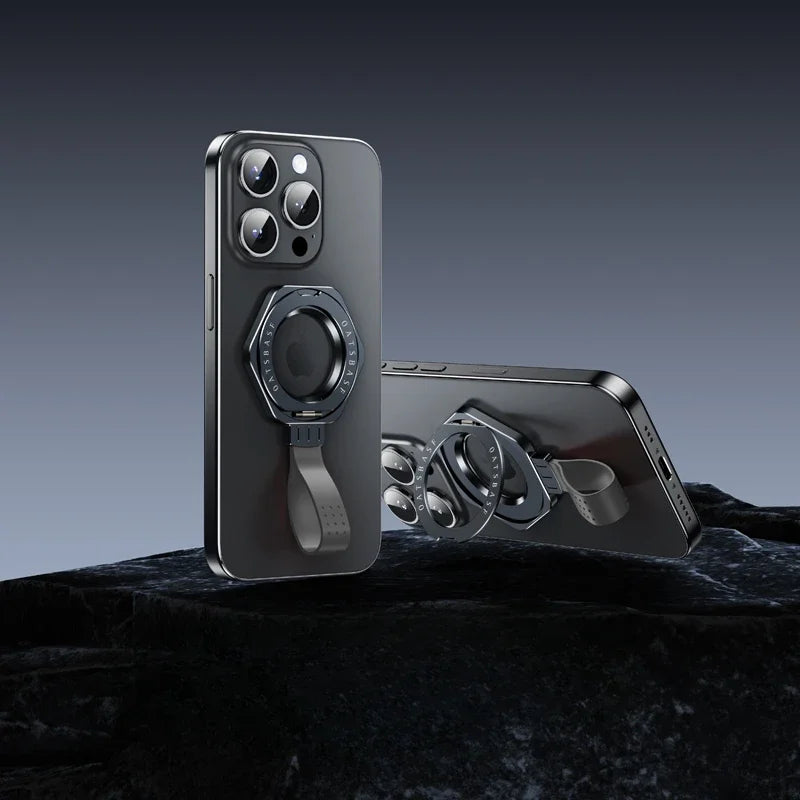 Metal Magnetic Phone Stand Adjustable with Silicone Lanyard