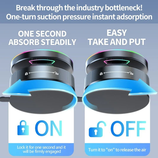 Car Phone Holder with RGB Light Wireless Car Charger Phone Holder