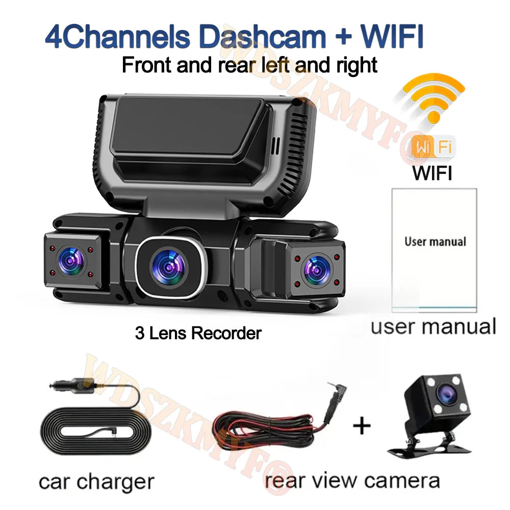 New WIFI 4Channel 360 Degree Car Dvr 1080P Video Recorder