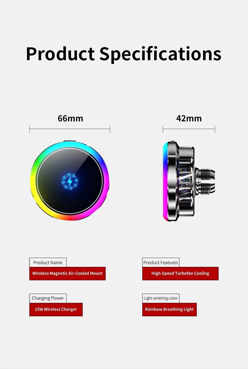 Wireless Car Charger 15W Magnetic Turbo Air Cooling