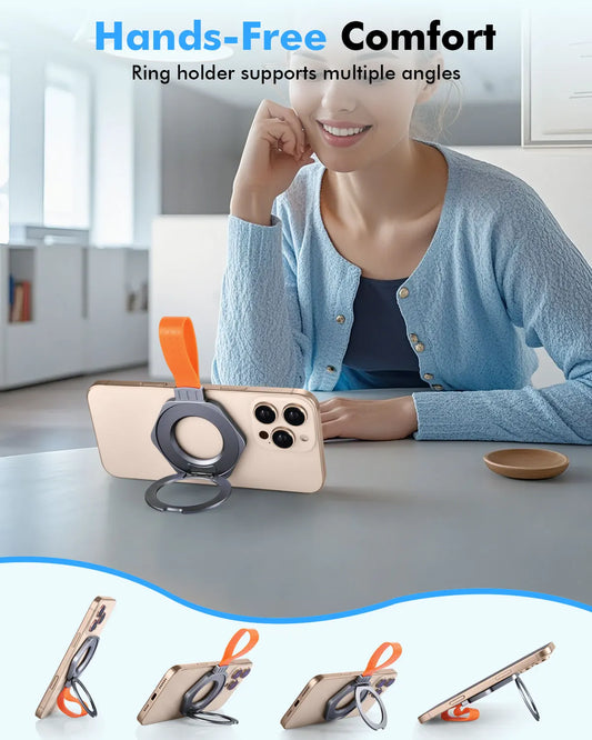 Metal Magnetic Phone Stand Adjustable with Silicone Lanyard