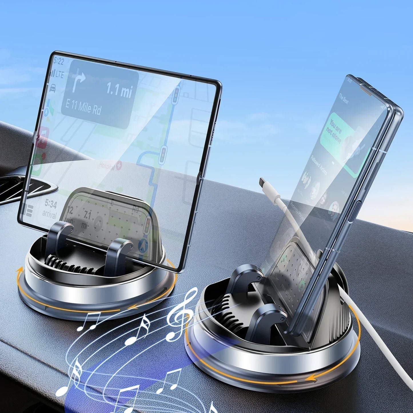 Car Phone Mount Holder for Dash One-Handed