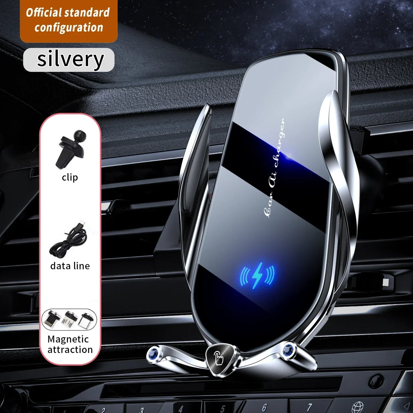Car Phone Holder 15W Wireless Fast Charger Magnetic Charger