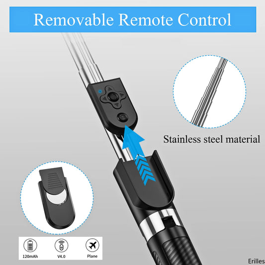 1.67M Long Extended Bluetooth Wireless Selfie Stick Live
