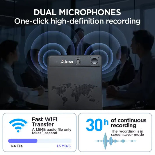 New Long Range Recorder 64GB 6000H Recording Time AI Translation
