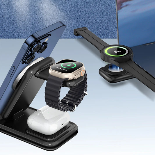 15W 4 in 1 QI2 Magnetic Folding Wireless Charger Fast Charging