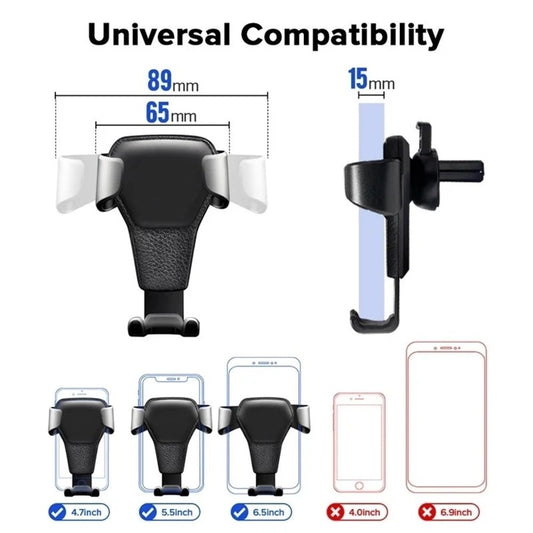 Universal Gravity Phone Holder Car Air Vent Mount Metal Mobile Stand