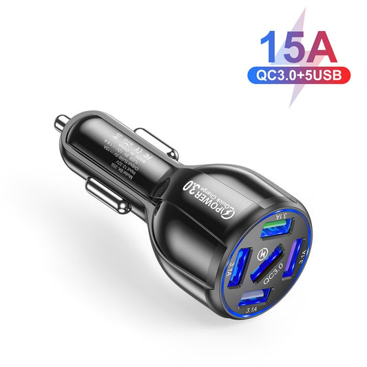 15A 5 Ports USB Car Charge Quick Mini LED