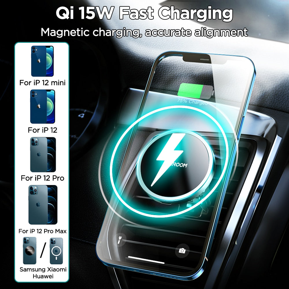 Magnetic Car Holder Wireless Charger Portable