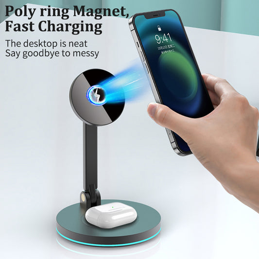 2 in 1 Magnetic Wireless Charger Stand For Mini Pro Max Fast Charging