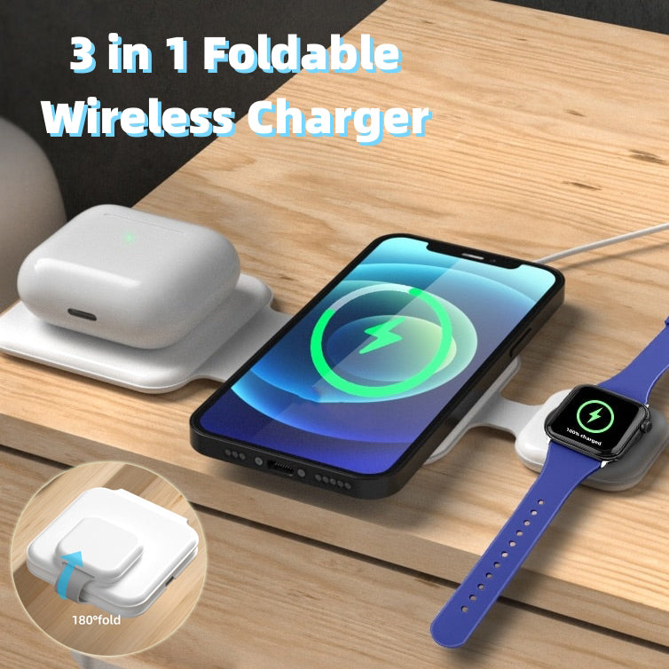 3 in 1 Magnetic Foldable Wireless Charger Charging