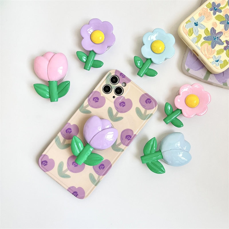 Tulip Flower Extendable Grip Socket Phone Ring Holder