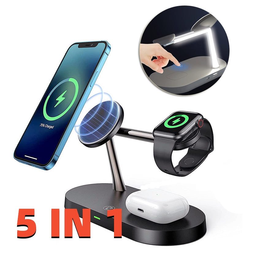 Multifunctional Five-In-One Magnetic Wireless Charging Phone Holder Charger