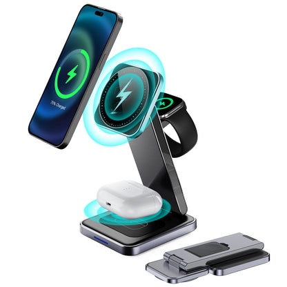 Folding Alloy Three-in-one Wireless Charger