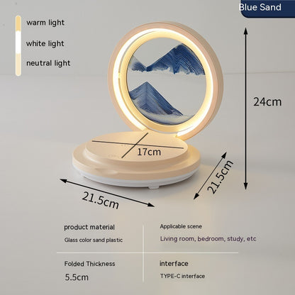 Creative Quicksand Painting Mobile Phone Charging Desk Lamp