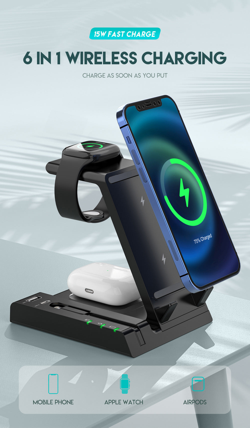 Mobile Phone And Watch Three-in-one Wireless Charger