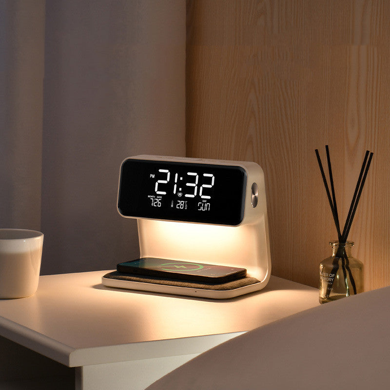 Creative 3 In 1 Bedside Lamp Wireless Charging LCD Screen