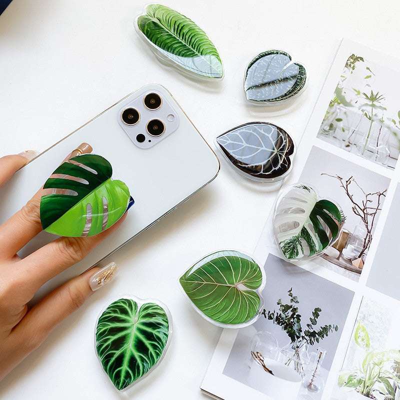 Cute Green Leaves Smartphone Holder Finger Stand