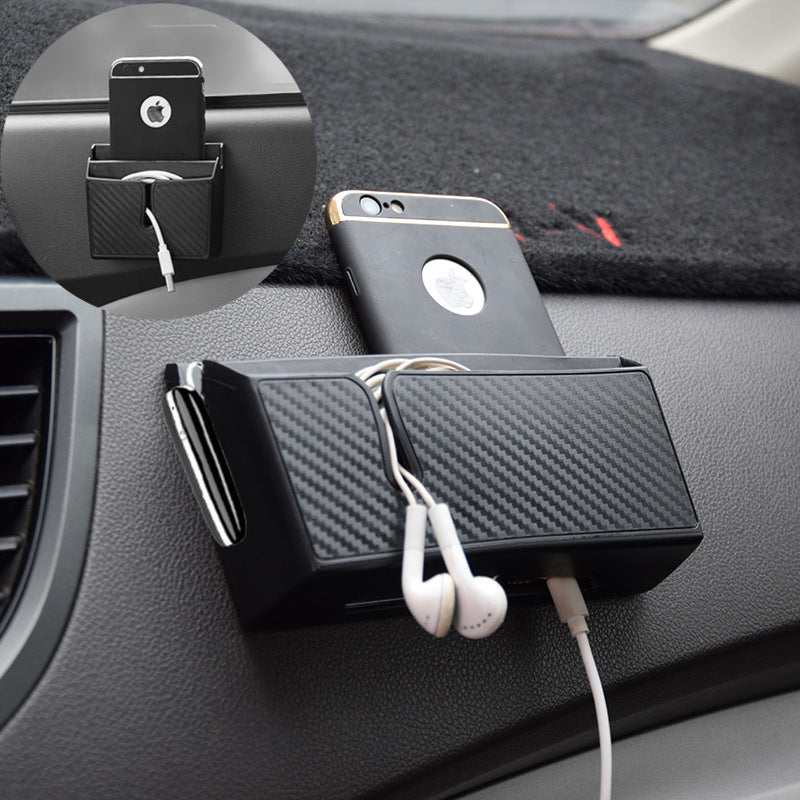 Removable Sticky Imitation Carbon Fiber Mobile Phone Storage Box
