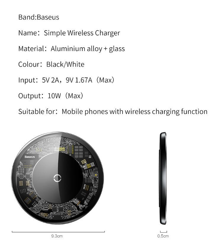 Minimal Wireless Charger Ultra-thin Portable Glass Transparent