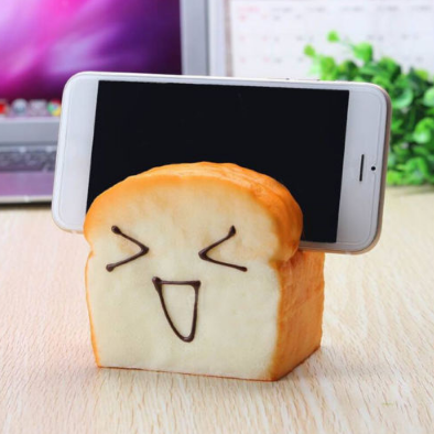 Kawaii Stress And Anxiety Relief Toys Slow Rising Simulation Toast Phone Holder Pen Rack