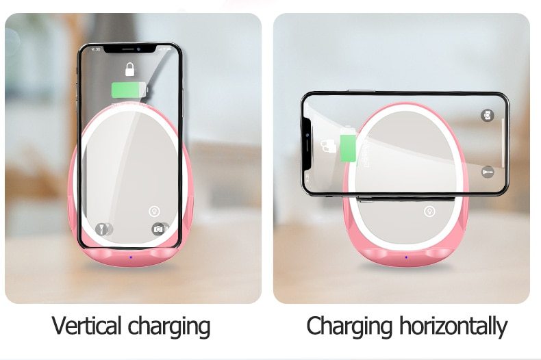 Portable vertical with fill light mirror wireless charger
