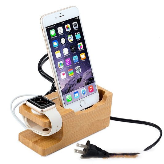 Bamboo mobile phone charging base