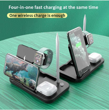 Mobile phone holder watch headset wireless charger