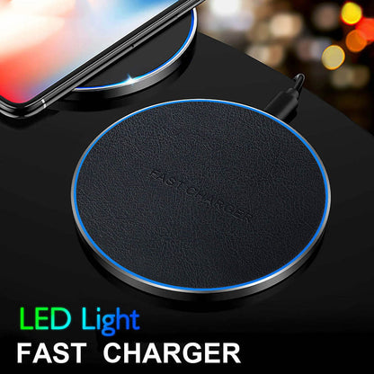 Fast Wireless Charger Disc Thin Leather Material