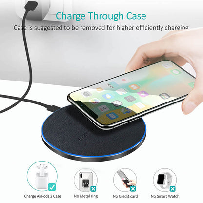 Fast Wireless Charger Disc Thin Leather Material