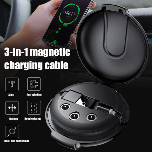 3-in-1 Magnetic Retractable Style Charger Portable Car Holder