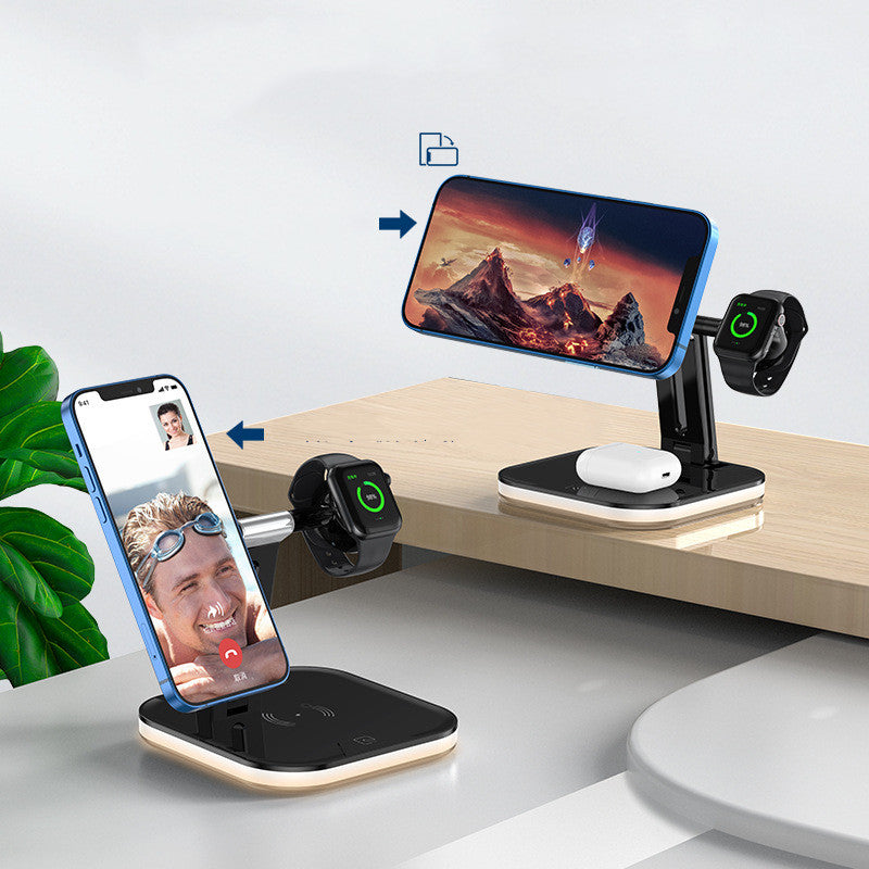 Magnetic Wireless Charger, Watch Headset Desktop Three-In-One Wireless Fast Charging Stand