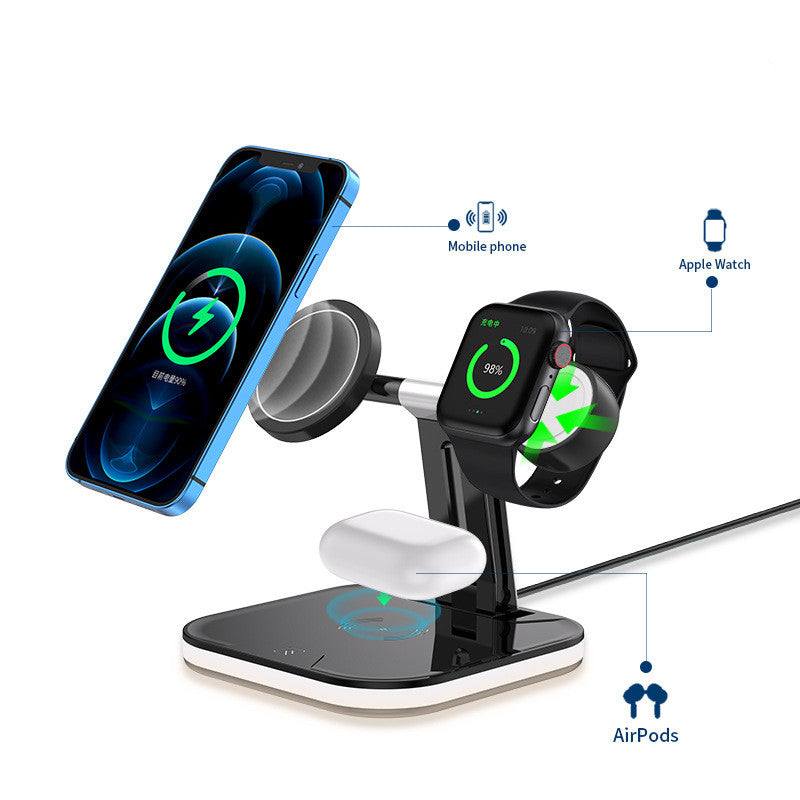 Magnetic Wireless Charger, Watch Headset Desktop Three-In-One Wireless Fast Charging Stand