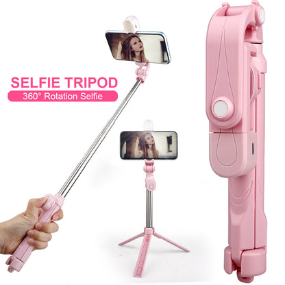 Wireless Bluetooth Selfie Stick Portable Handheld Telescopic Tripod