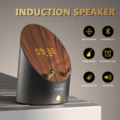 Wooden Speaker Smart Induction Speaker Phone Holder Portable Wireless
