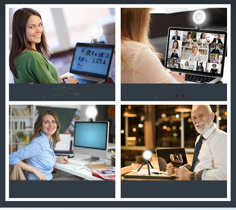 Video Conference 4 Inch Fill Light Computer Live Photography LED Selfie Light