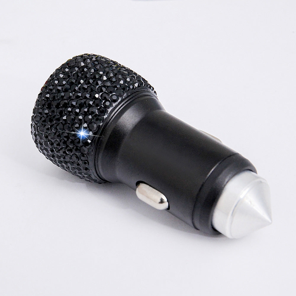 Diamond-Studded Car Mobile Phone Safety Hammer Charger