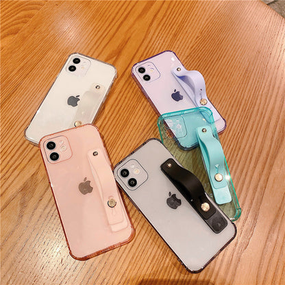 Candy Color Transparent Mobile Phone Case For Apple Stand Solid Color Soft Case