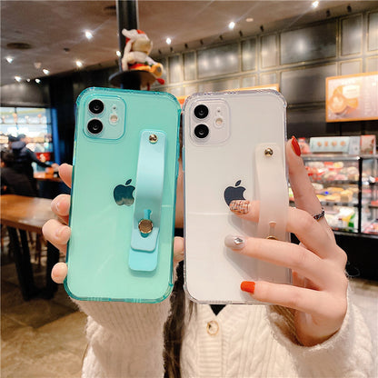 Candy Color Transparent Mobile Phone Case For Apple Stand Solid Color Soft Case